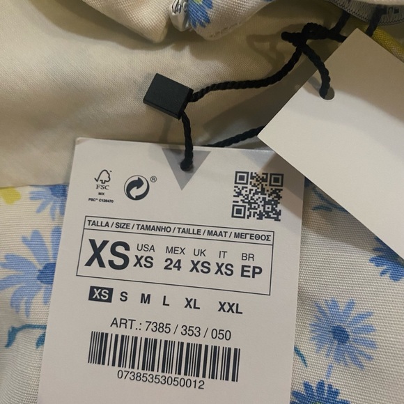 Zara NEW Multicolor Floral Linen Blend Adjustable Straps Mini Dress Size XS - Picture 6 of 13